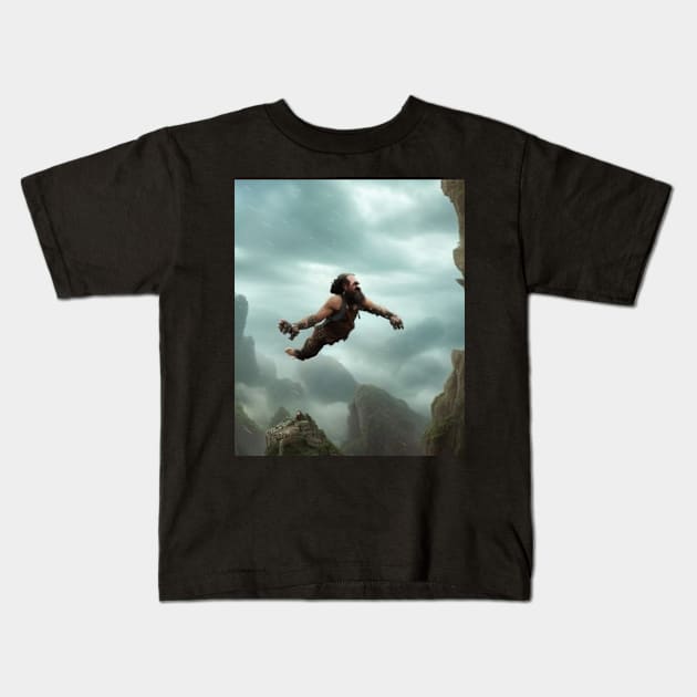 flying man Kids T-Shirt by mdr design